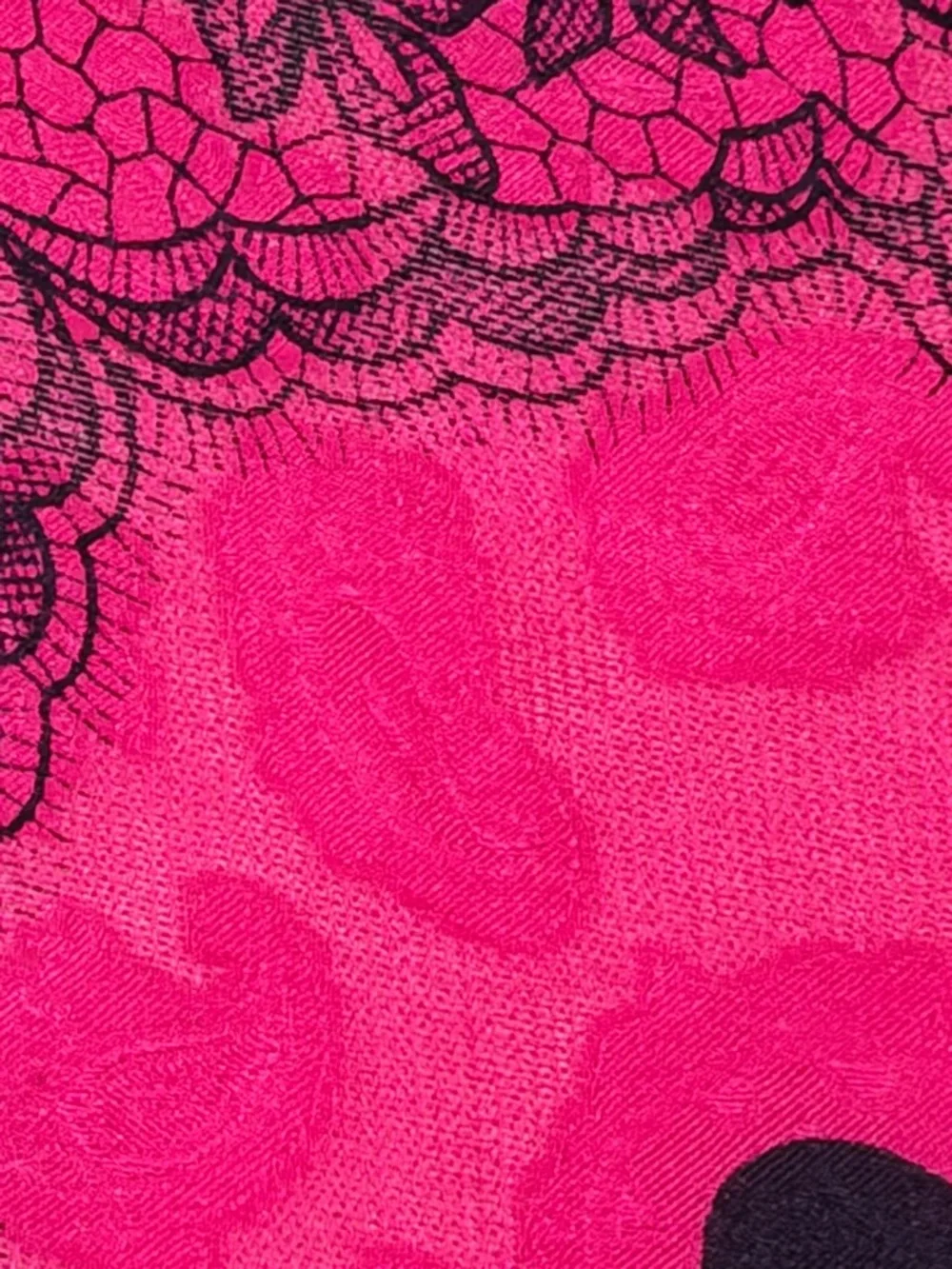 Givenchy Pink and Black Lace-Print Scarf - Picture 9 of 10